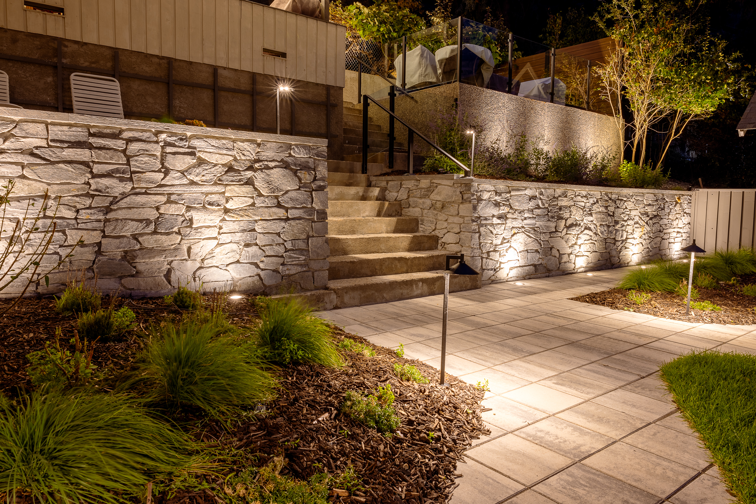 Retaining Wall and Stone Steps